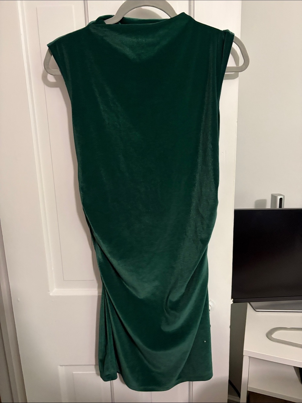 a new day Dark Green Velvet Sleeveless Mini Dress Mock neck